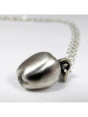 Handcrafted Argentium Sterling Silver Apple Charm & Necklace